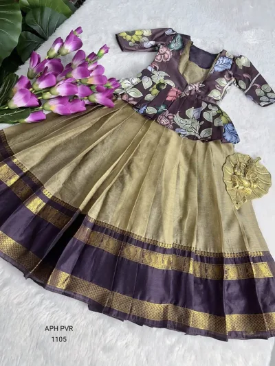 kalamkari design jacket with  heavy lace  attached Gown